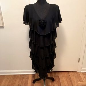 Patra Vintage Ruffle Dress Size 12 Black